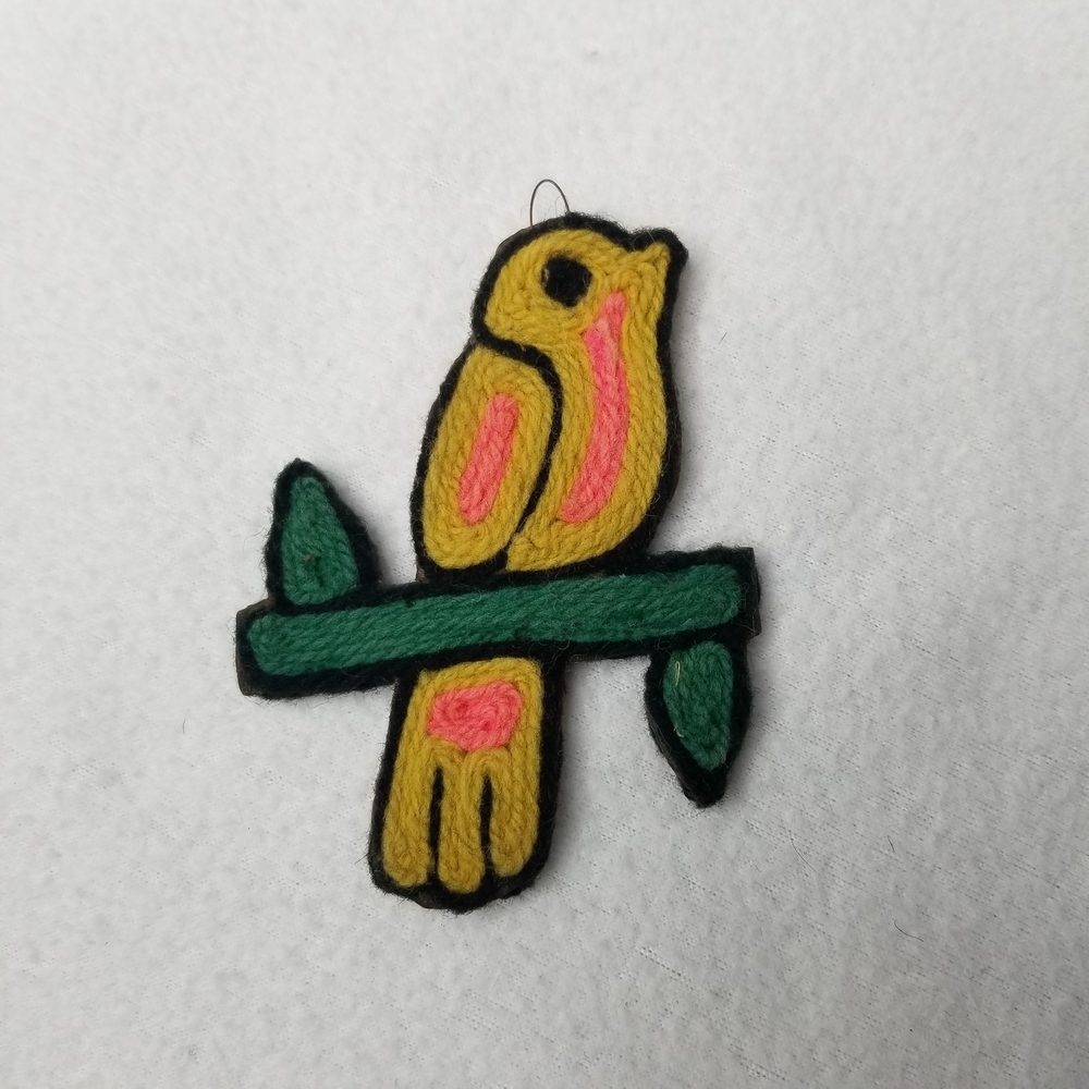 Colorful Bird Ornament Pair - Pink and Yellow - Picture 10 of 13